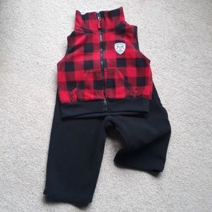 ❣12 mo Buffalo Plad Fleece Vest and Pants
